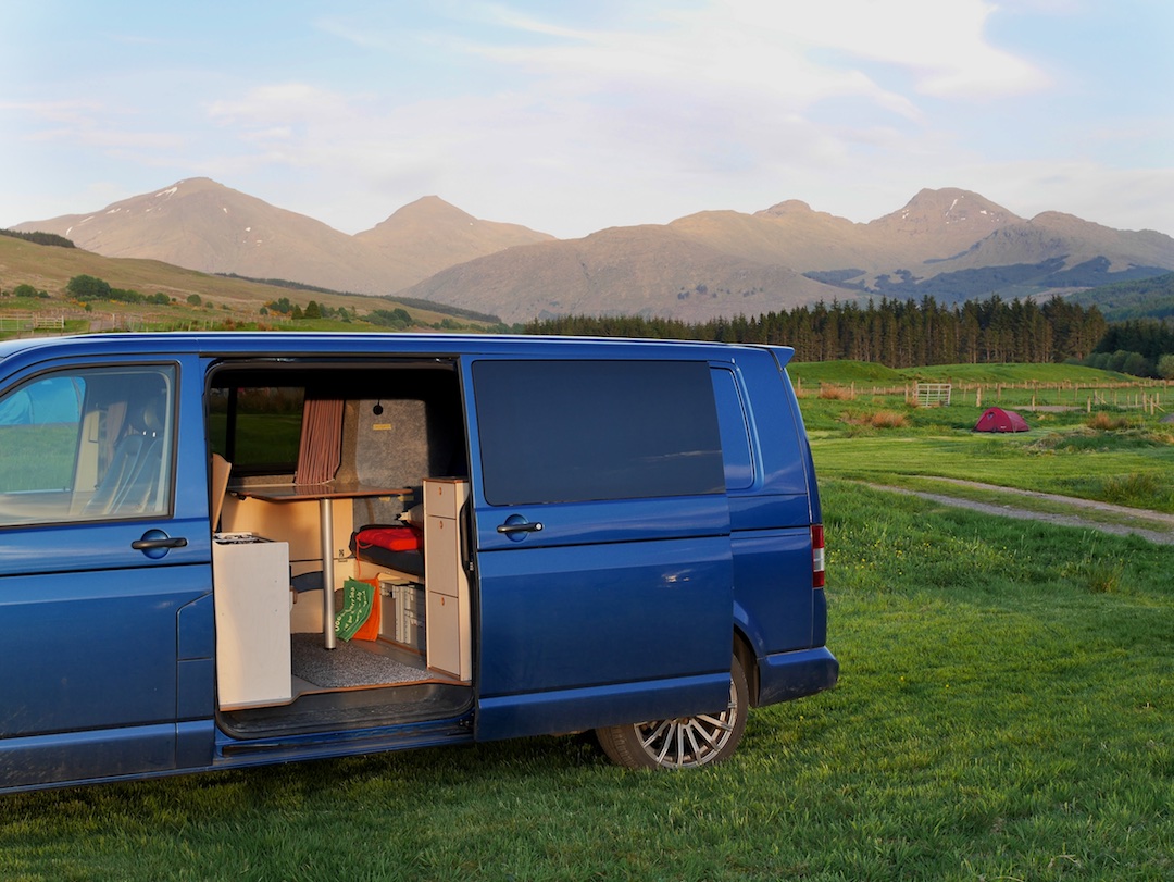 Van infront of Crianlarich hills