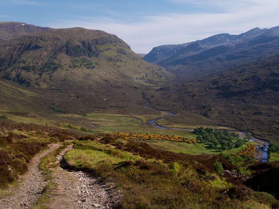 The track down to Abhainn Srath na Sealga